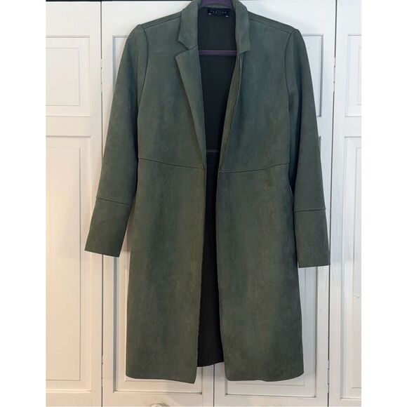 Premise green faux suede draped cardigan jacket small - Picture 7 of 8